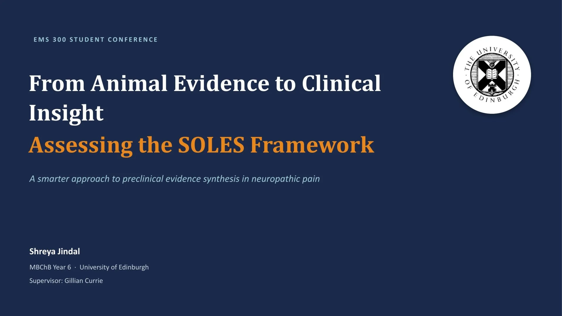 Slide 1: EMS 300 STUDENT CONFERENCE. A full description follows.