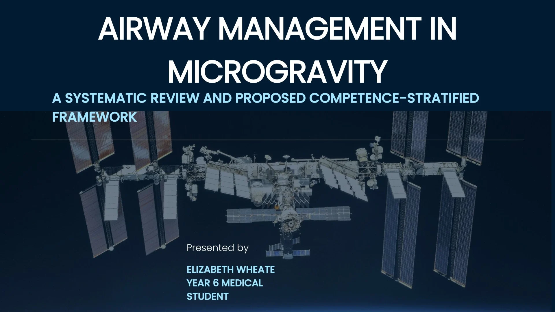Slide 1: AIRWAY MANAGEMENT IN MICROGRAVITY. A full description follows.